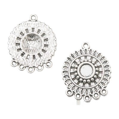 Round Filigree Multi Loop Jewelry Connector Component shown in front and back product view