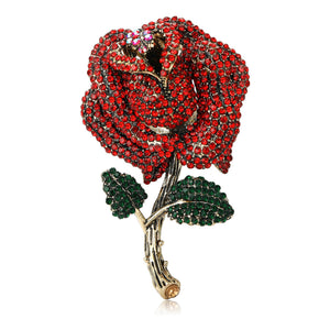 Alloy Zircon Rose Brooch With Two Tone Plating For Coats