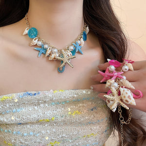 Light Luxury Shell Starfish Necklace For Women Beach Vacation Clavicle Chain Jewelry