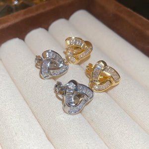 18K Gold Plated Copper Zircon Triangle Clip-on Earrings Minimalist Geometric Fashion Jewelry