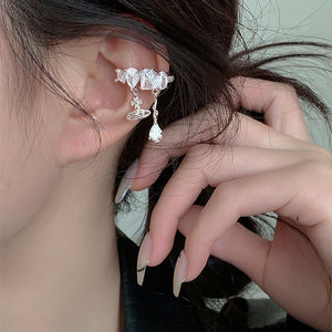 Light Luxury Copper Saturn Zircon Star Geometric Clip-on Earrings For Women