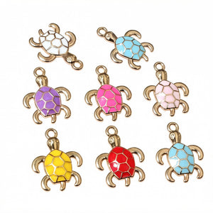 Alloy Enamel Turtle Pendant Charm For DIY Jewelry Accessories Necklace Bracelet 20x15mm 1g