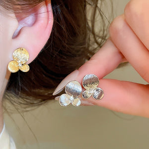 2026 New Metal Zircon Flower Stud Earrings With Silver Pins, Geometric Round Design Daily Jewelry