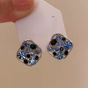 Light Luxury Alloy Stud Earrings With Sparkling Zircon Irregular Hollow Geometric Design