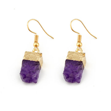 Gold Tone Rectangular Crystal Cluster Drop Earrings in Five Colors