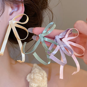 Sweet Ballet Style Fabric Bow Stud Earrings 2026 New Elegant Fairy Design Jewelry