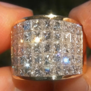 Bold Shiny Square Row Zircon Ring, Fashion Party Statement Finger Jewelry For Women