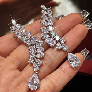 Exaggerated Curved Teardrop Elf Angel Wing Tassel Drop Earrings For Evening Dress