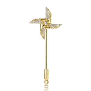 Gold Plated Copper Windmill Brooch Pin For Women's Fashion Clothing