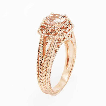 Rose Gold Tone Square Clear Crystal Double Band Ring