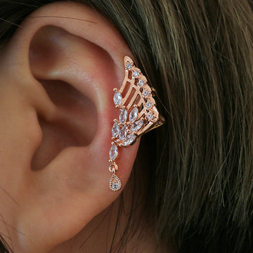 Crystal Wing Ear Cuff in Gold and Rose Gold Tones Fashion Jewelry