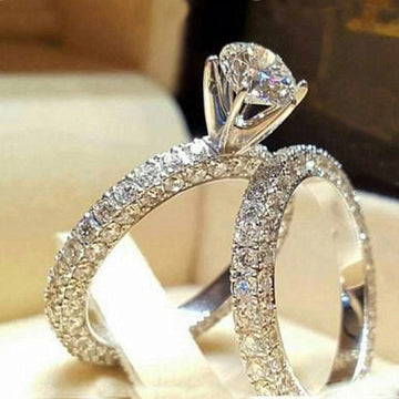 Silver Tone Double Loop Pavé Crystal Ring Fashion Jewelry
