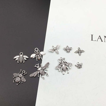 Silver-Tone Bee Metal Charms for Jewelry and Craft Projects