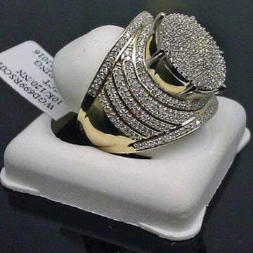 Gold Tone Wide Pavé Crystal Statement Ring Fashion Jewelry