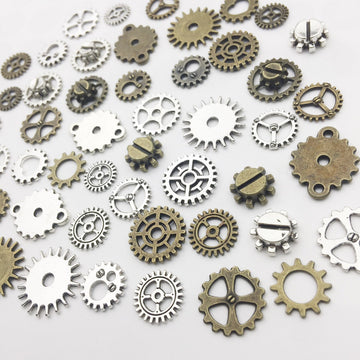 Vintage Metallic Gear Metal Charms for Jewelry and Craft Projects