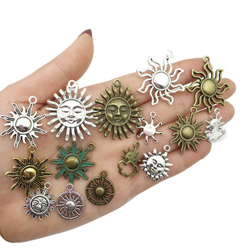 Antique Silver Sun and Moon Metal Charms with 15 Listed Options