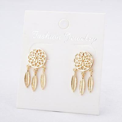 Primary supplied view of dreamcatcher feather drop stud earrings