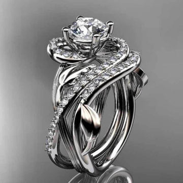Silver Tone Vine Wrap Ring with Clear Stones Design