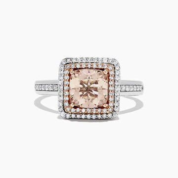 Silver-Tone Champagne Square Crystal Halo Ring Jewelry