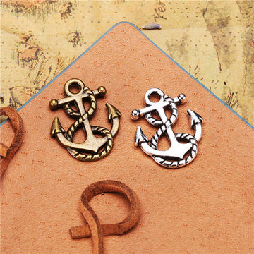 Rope Wrapped Anchor Metal Charms in Gold, Bronze and Silver Tones