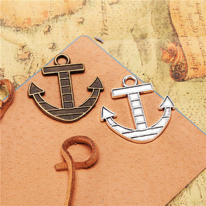 Vintage Striped Anchor Charm Metal Jewelry Component, 3 Finish Options