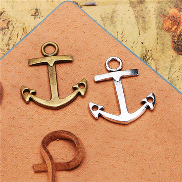 Vintage Double-Sided Anchor Charm Metal Jewelry Component, 3 Finish Options