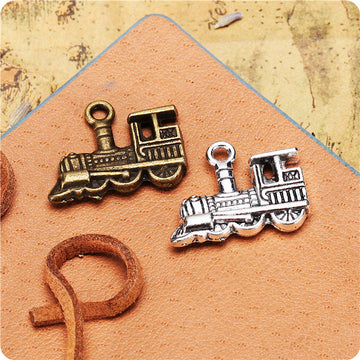 Steam Locomotive Alloy Charm Pendant in 2 Metal Finishes