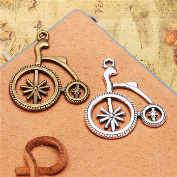 Vintage Penny Farthing Bicycle Charm Metal Jewelry Component, 3 Finish Options