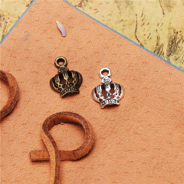 Small Crown Charm with Open Center in Three Metal Finishes