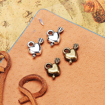 Arrow Through Heart Alloy Charms in Three Finishes