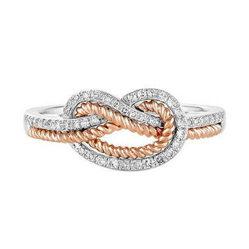 Two Tone Infinity Knot Ring With Clear Stones Statement Jewelry