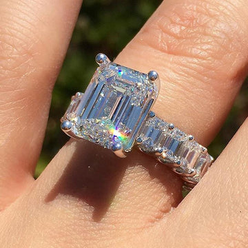 Silver Square Halo Split Shank Ring In A Polished Decorative Design