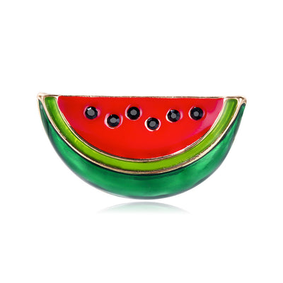 Front product view of the watermelon brooch pin in red and green