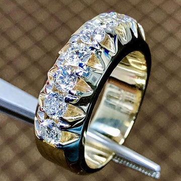 Gold Tone Single Row Clear Zircon Band Ring Sizes 6-10