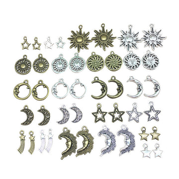Metallic Moon and Sun Metal Charms for Jewelry and Craft Projects