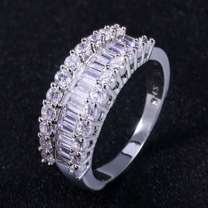 Baguette Stone Wide Eternity Ring In Silver Tone Jewelry