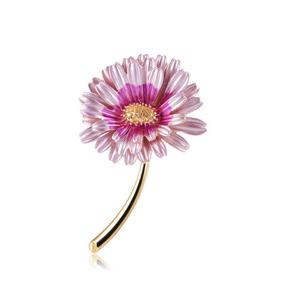 Front product view of the daisy brooch pin in pink and red