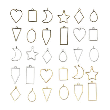 Geometric Metallic Pendant Frame Metal Charms for Jewelry and Craft Projects