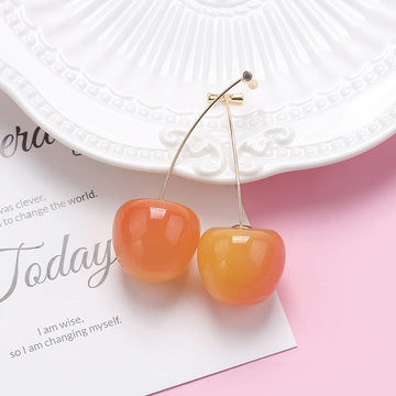 Orange Cherry Extra Long Two Part Jacket Stud Earrings
