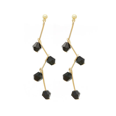 Supplied main image of zigzag bar black bead earrings