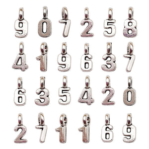 Silver Tone Number Charms from Zero to Nine for Jewelry Projects