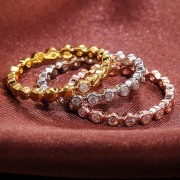 Gold Rose Gold and Silver Tone Three Band Ring Set