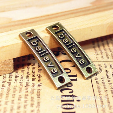 Curved Believe Word Bracelet Connectors in Two Finishes