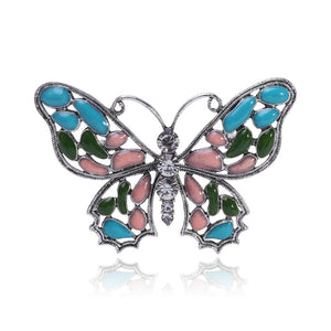 Stained Glass Style Butterfly Brooch in Three Colorways