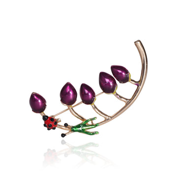 Curved Leaf Branch Brooch A Curved Silver-Tone Branch