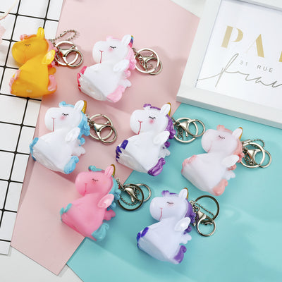 Main product view of winged Unicorn Keychains in Seven Pastel Colorways and Clasps