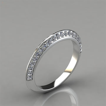 Single Row Clear Stone Slim Silver Tone Band Ring Jewelry Accessory