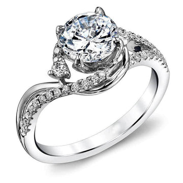 Twisted Floral Setting Ring With Round Clear Center Stone