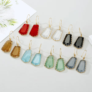 Faceted Trapezoid Drop Earrings in Seven Clear Colors