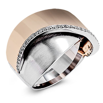 Rose Gold and Silver Tone Crossover Wide Band Ring